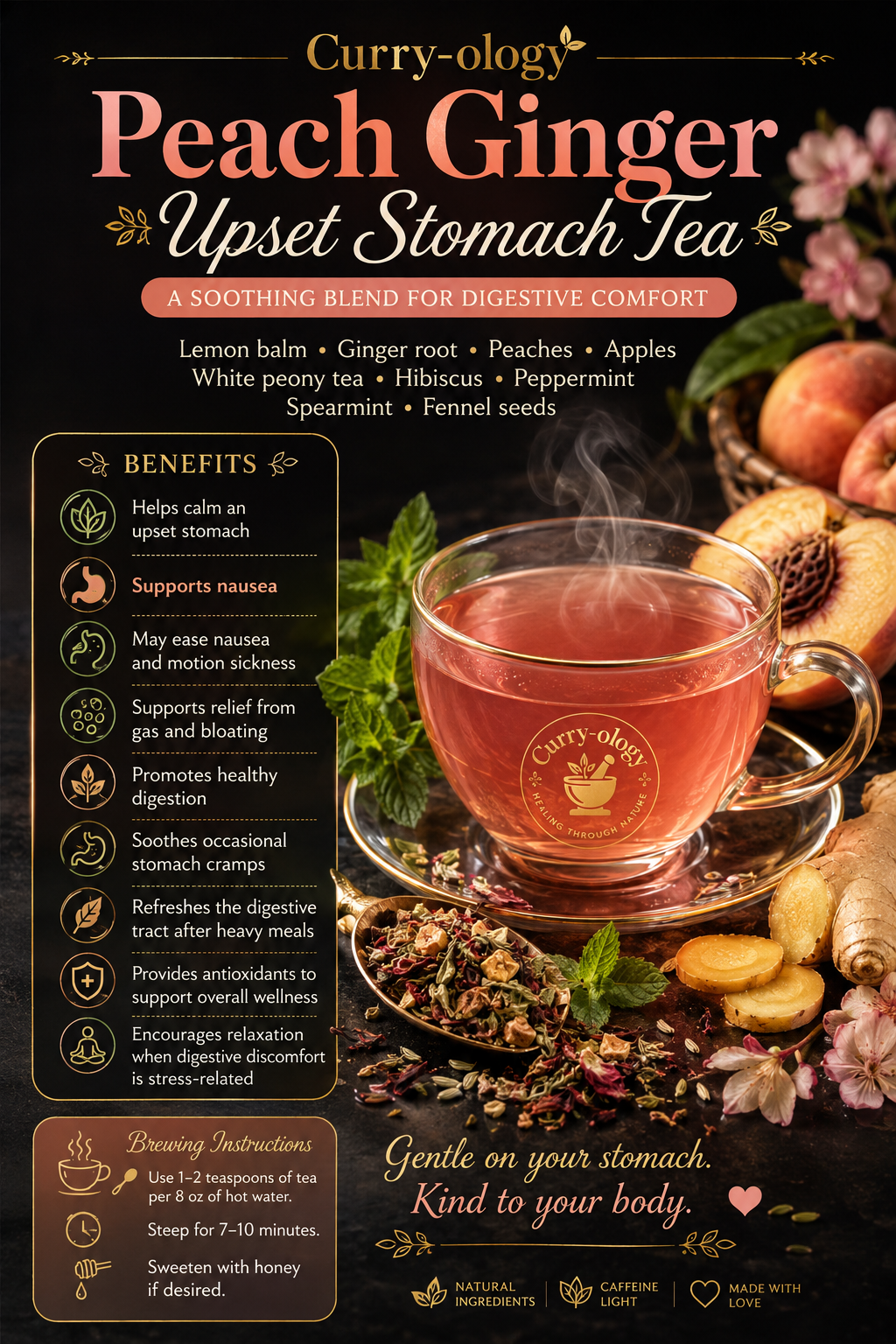 Peach Ginger Upset Stomach Tea