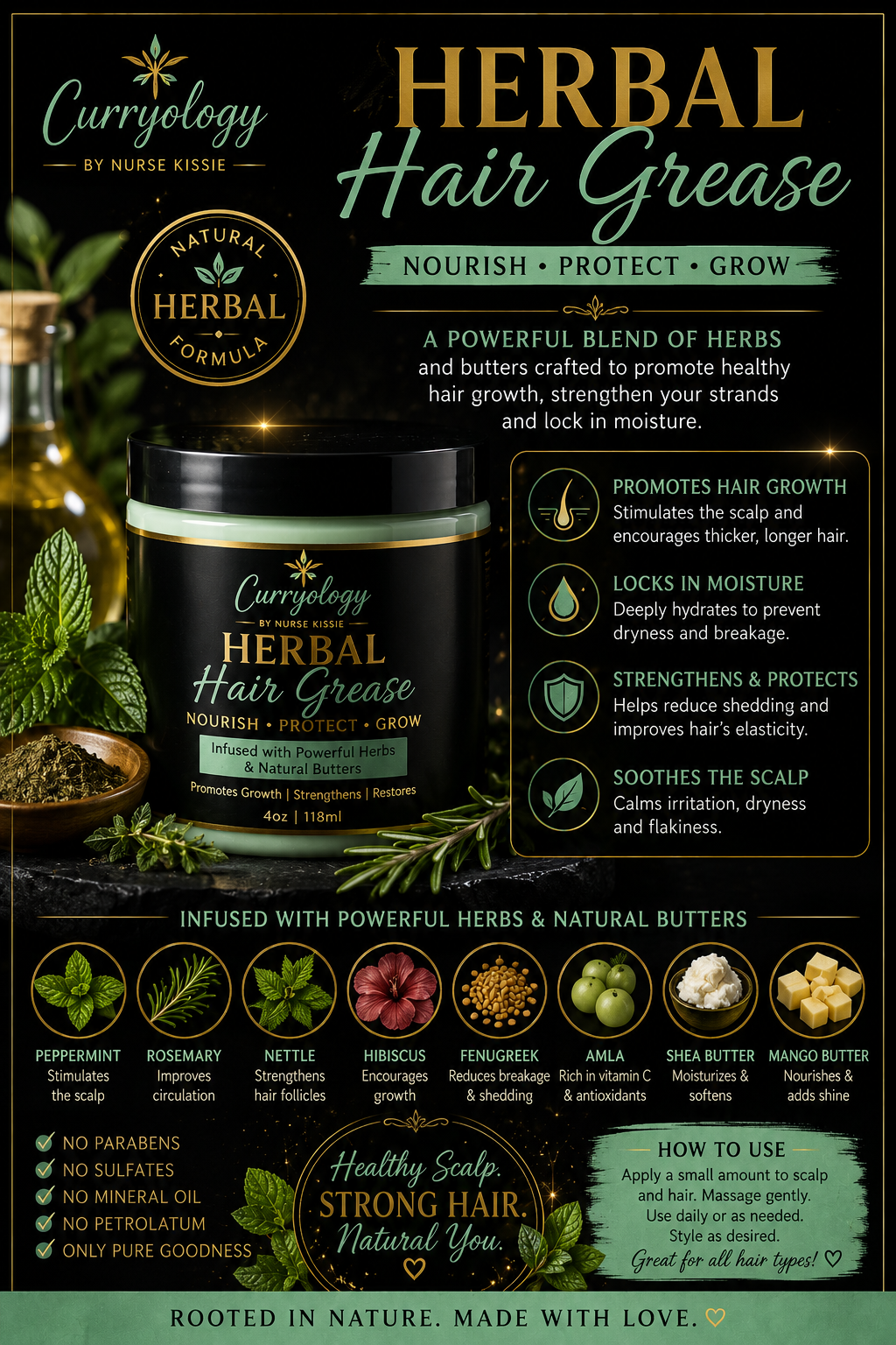Herbal hair grease